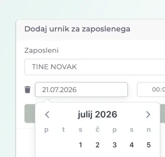 Imprion POS prikaz urnikov zaposlenih