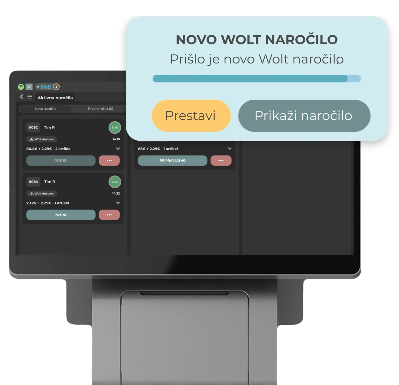 Wolt naročilo v Imprion blagajni