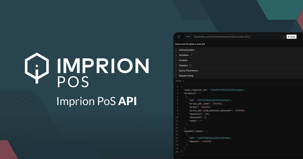 Imprion POS API: OpenAPI 3.1 REST JSON platforma za POS integracije, fiskalizacijo, ERP povezave in analitiko zalog